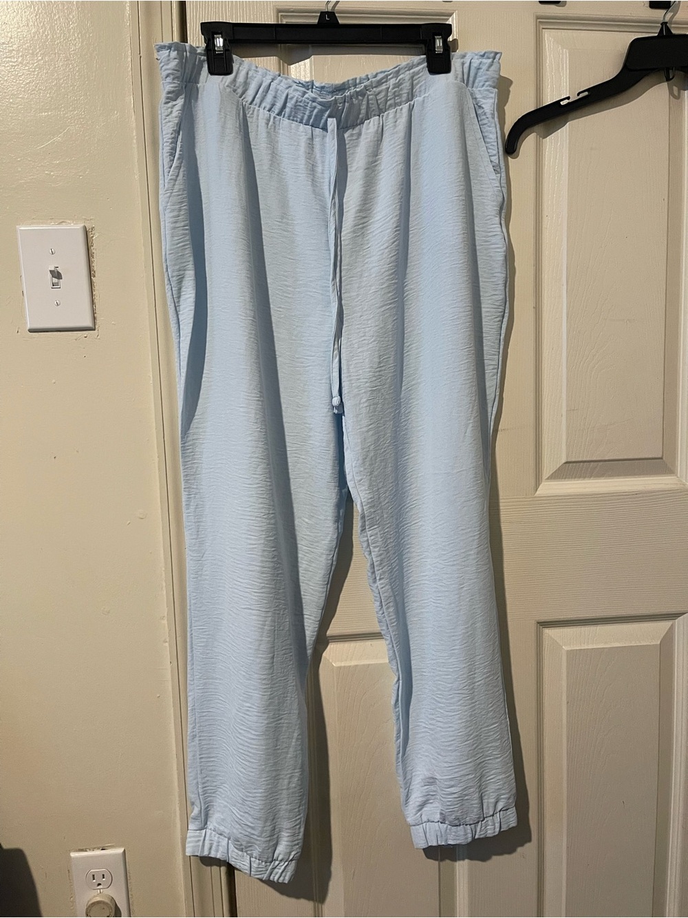 Light Blue Drawstring Jogger Pants for Women